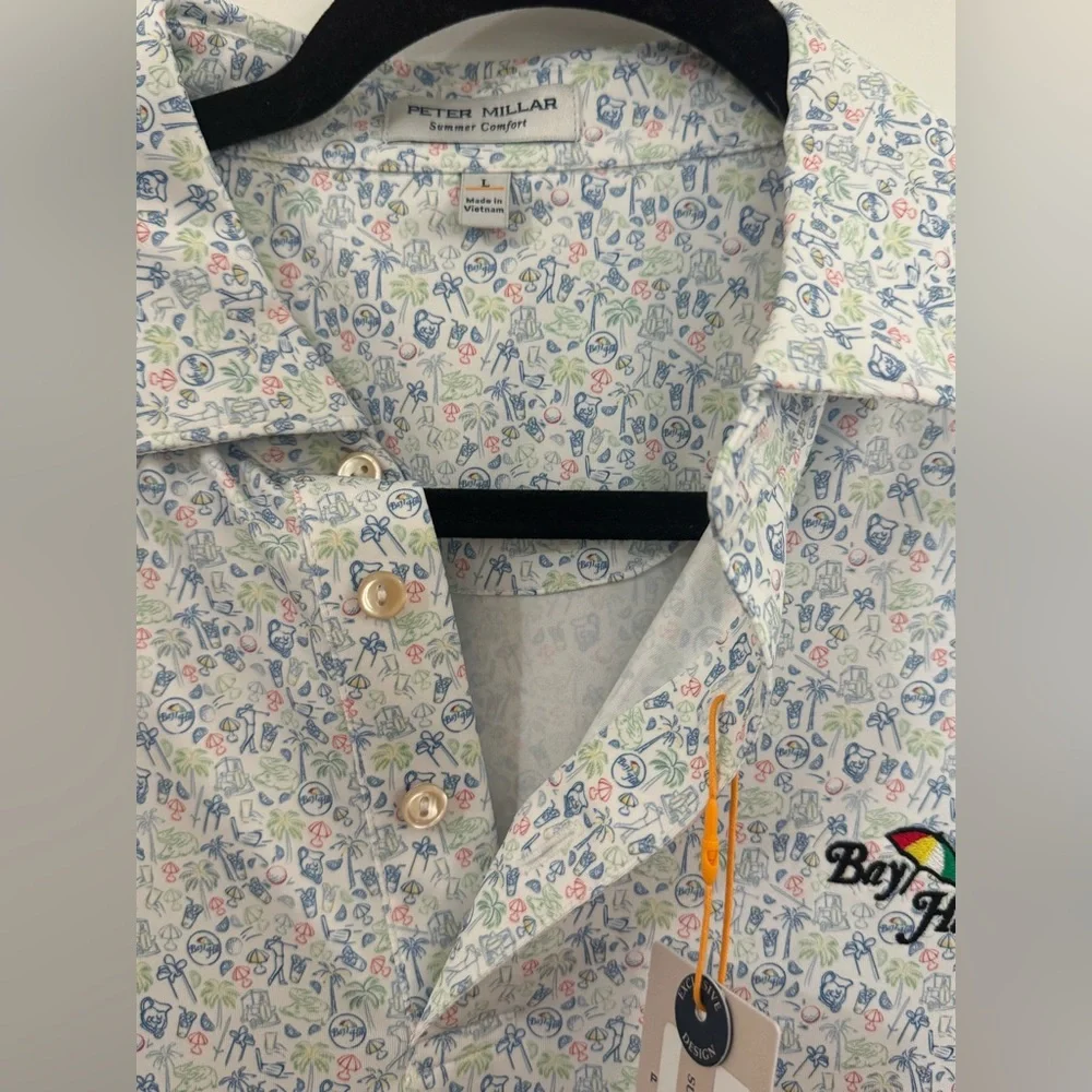Peter Millar summer comfort golf polo bay hill with sun protection. Size L. - Picture 3 of 5
